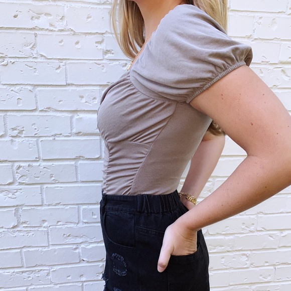 Mocha Ribbed Bodysuit - Picture 2 of 3